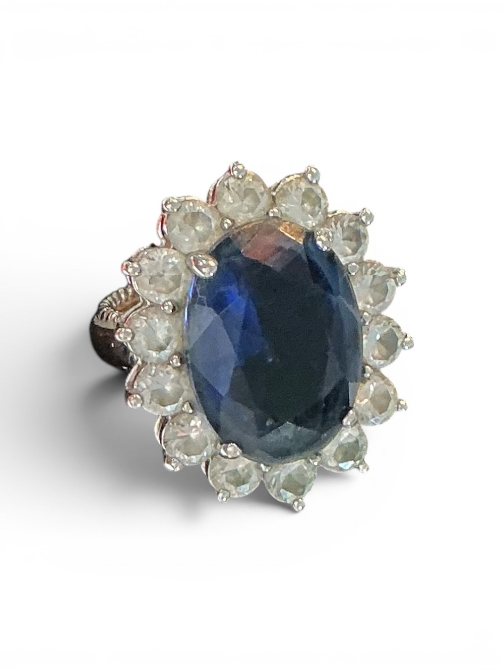 Kenneth Jay Lane Blue and White Halo Statement Ring - Picture 5 of 14